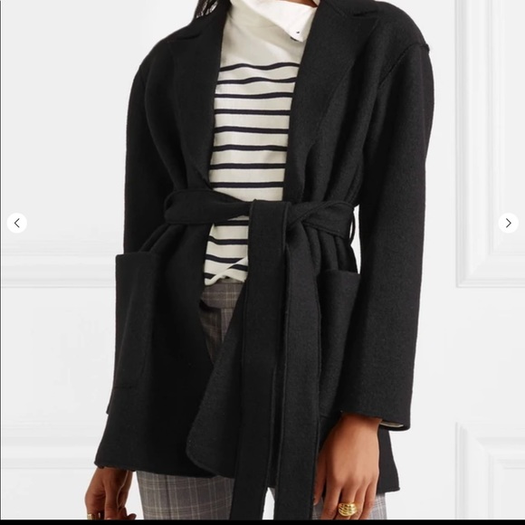 J Crew Boiled Wool Belted Sabrina Wrap Coat Black - Picture 4 of 11